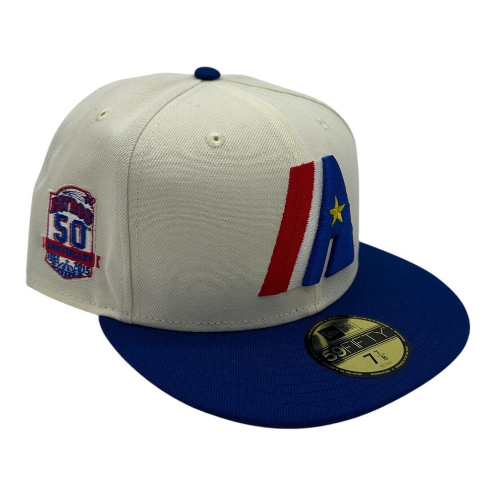 New Era 59Fifty Houston Astros Hat Cap 7 7/8 Fitted 50th Anniversary Cream Royal
